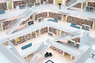 Inside the Sally Ride Library & Space Science Center